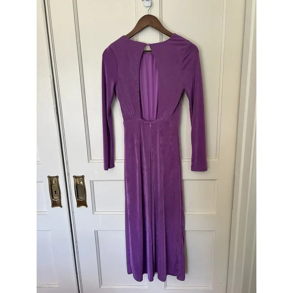 Lulus Pure Sweetness Midi Dress Womens Size XS Purple Stretch Knit Flirty Date - Picture 4 of 11